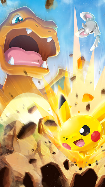 Pokémon Rumble Rush — Pikachu & Charizard Showdown, Pikachu, Charizard (Pokémon), Pokemon, video game HD phone wallpaper