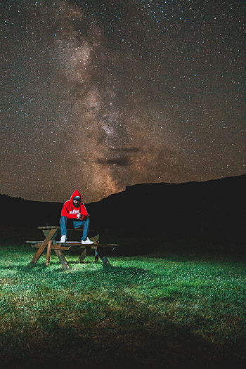 Miscellanea, Miscellaneous, Starry Sky, Sadness, Human, Person, Loneliness, Sorrow HD phone wallpaper