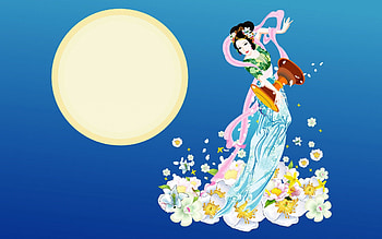 Moon Goddess, style, moon, arts, flowers, oriental, goddess HD wallpaper
