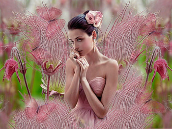 Delicate Smoky Pink, butterflies, smoky pink, delicate, pink, white, green, soft, girl, pastel HD wallpaper