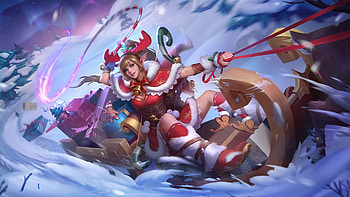 Christmas girl, mia, fantasy, sleight, craciun, snow, christmas, mobile legends, girl HD wallpaper