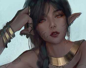 Ellf princess, z ed, golden, art, girl, elf, zed, zedart, fantasy, face, trungbui42, luminos HD wallpaper