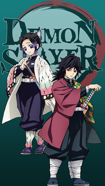 Tomioka and Shinobu, slayer, katana, pose, tanjiro, demonslayer, hashira, demon, anime HD phone wallpaper