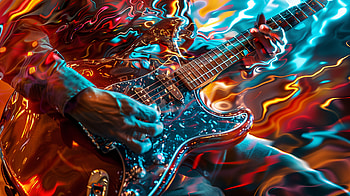 Vibrant Blues Guitar - Music Energy, music, blues, guitar, performance, colorful HD wallpaper