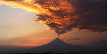 Fire from the deep of Earth, landscape, clouds, volcano, sunset HD wallpaper