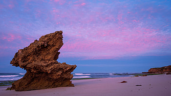 The Dragons Head, Victoria, Australia, sea, coast, colors, sky, rocks, beach, sunset HD wallpaper
