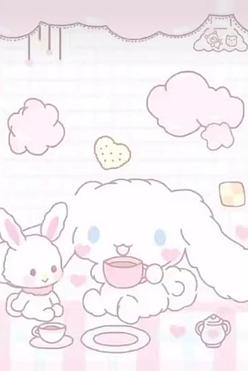 Cinnamoroll tea party, cloud, art, pink, agere, cartoon, drawing, cute, sanrio HD phone wallpaper