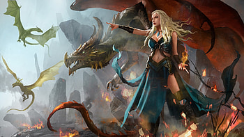 Mother of dragons, daeneris targaryen, girl, hongqi zhang, fantasy, mother, dragon, luminos, princess, game of thrones HD wallpaper