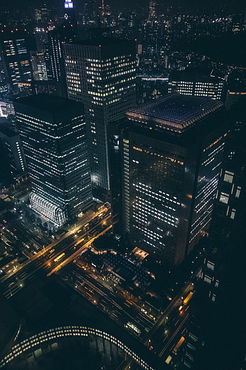 Cities, Night, Architecture, City, Building, View From Above, Dark HD phone wallpaper