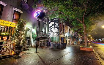 Cities, Night, City, Wood, Tree, r, Street HD wallpaper