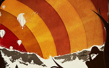 Mountains, Vector, Guy, Parachute HD wallpaper