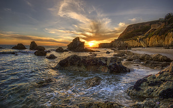 Landscape, Sunset, Sea HD wallpaper