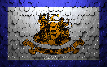 Flag of Newark, New Jersey, honeycomb art, Newark hexagons flag, Newark, 3d hexagons art, Newark flag HD wallpaper