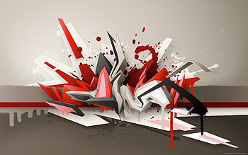 3D Graffiti On Grey Background for HD wallpaper