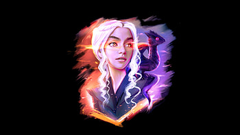 Daenerys Targaryen and dragon, game of thrones, fan art HD wallpaper