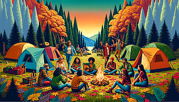 Camping Trip: A Vibrant Ultra Experience, camping trip, camping, bonfire, Autumn HD wallpaper