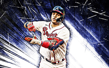 Cristian Pache, grunge art, MLB, Atlanta Braves, outfielder, baseball, Cristian Rafael Pache, Major League Baseball, blue abstract rays, Cristian Pache Atlanta Braves, Cristian Pache HD wallpaper