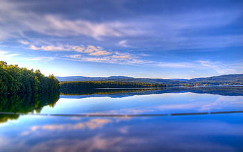 Nature, Water, Trees, Sky, Clouds, Summer, Reflection, Basin, Ease, Woods, Scaffolding, Serenity HD wallpaper