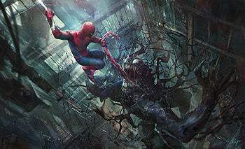 Venom And Spider Man, venom, spiderman, superheroes, artwork HD wallpaper