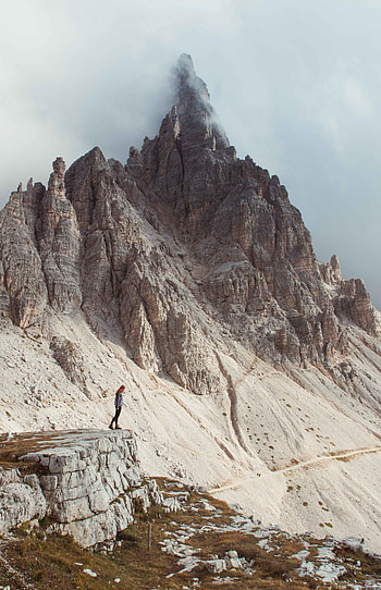 Nature, Mountains, Rocks, Vertex, Top, Human, Person, Loneliness HD phone wallpaper