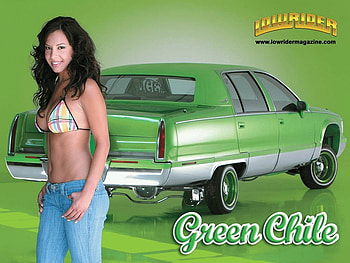 Lowrider, girl, car, green HD wallpaper