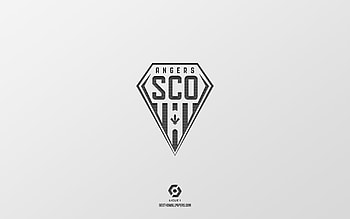 Angers SCO, white background, French football team, Angers SCO emblem, Ligue 1, Angers, France, football, Angers SCO logo HD wallpaper