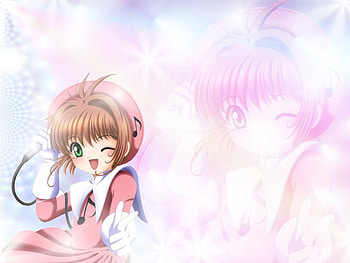 Popstar Sakura, card captor sakura, dress, beauty, nice, abstract, short hair, hat, female, sakura kinomoto, sweet, girl, beautiful, clamp, anime girl, anime, pretty, wink, sakura, brown hair, green eye HD wallpaper