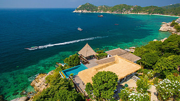 Koh Tao cape, Shark Pool Villas, Aerial view, Thailand travels HD wallpaper