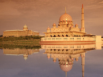 Putra Mosque, malaysia, lake HD wallpaper