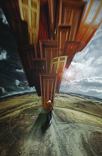 Art, Doors, Door, Cosmonaut, Space Suit, Spacesuit, Surrealism HD phone wallpaper
