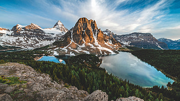 Nub Peak British Columbia Canada, mountains, mountain, lake, pond, snow, trees, tree, british-columbia, vancouver, canada, nature HD wallpaper