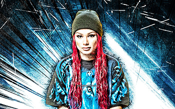 Snow Tha Product, grunge art, american singer, music stars, american celebrity, Claudia Alexandra Madriz Meza, superstars, blue abstract rays, Snow Tha Product HD wallpaper