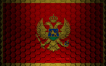 Montenegro flag, 3d hexagons texture, Montenegro, 3d texture, Montenegro 3d flag, metal texture, flag of Montenegro HD wallpaper