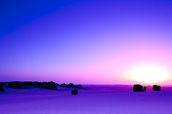 Purple, sunset, skyline, desert, landscape HD wallpaper