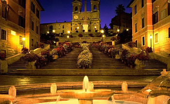 Trinita dei Monti Church, night, graphy, , , italy, church, buildings, rome, pic, wall, , graph, europe, architecture, city, steps, trinita dei monti, lights, flowers, evening HD wallpaper