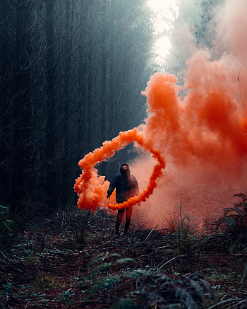Smoke, Miscellanea, Miscellaneous, Forest, Human, Person, Cloud, Smoke Bomb HD phone wallpaper