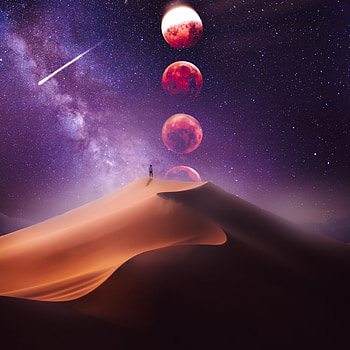 Moon, atmosphere, sky, nightsky, stars, eclipse HD phone wallpaper