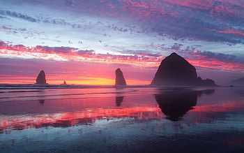pink, nature, reflection, beach HD wallpaper