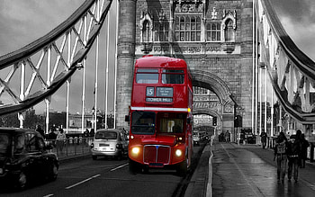 vintage double decker bus in london on tower bridge, bridge, bus, vintage, red HD wallpaper