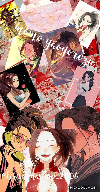 Momo yaoyorozu, red, pink, creati, mha, bnha, class 1a, cute, anime HD phone wallpaper