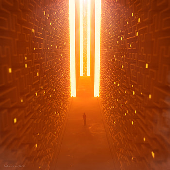 Art, Shine, Light, Silhouette, Neon, Corridor HD phone wallpaper