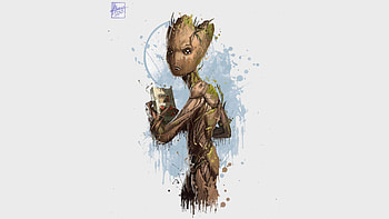 Groot, fan art, Avengers: infinity war, 2018, minimal HD wallpaper