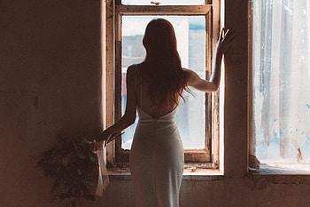 Bride Standing At The Window , bride, girls, white-dress, dress HD wallpaper