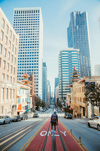 Cars, City, Building, Miscellanea, Miscellaneous, Road, Human, Person, Street HD phone wallpaper
