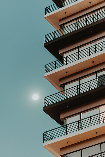 Night, Architecture, Moon, Building, Minimalism, Facade HD phone wallpaper