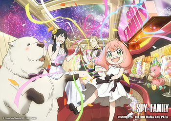 Spy x Family : Yor, Loid, Anya & Bond Celebrate in Style!, Bond (Spy x Family), Yor Forger, Loid Forger, Anya Forger, Anime, Spy x Family HD wallpaper