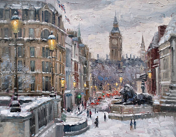 Trafalgar Square, City of Westminster, architecture, art, beautiful, cityscape, England, artwork, scenery, wide screen, painting, London, Paprocki HD wallpaper