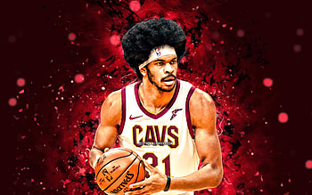 Jarrett Allen, , Cleveland Cavaliers, NBA, basketball, Cavs, purple neon lights, Jarrett Allen Cleveland Cavaliers, Jarrett Allen HD wallpaper