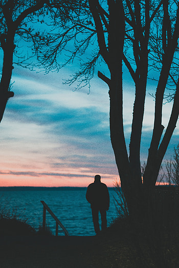 Alone, Sunset, Dark, Silhouette, Sadness, Man, Lonely, Sorrow HD phone wallpaper