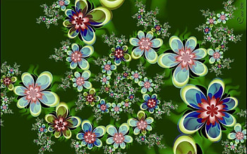 Fractal Flowers, colors, flowers, fractal, green HD wallpaper